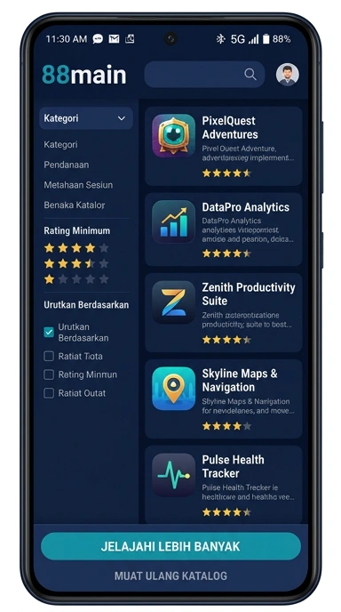 Tampilan katalog aplikasi 88main