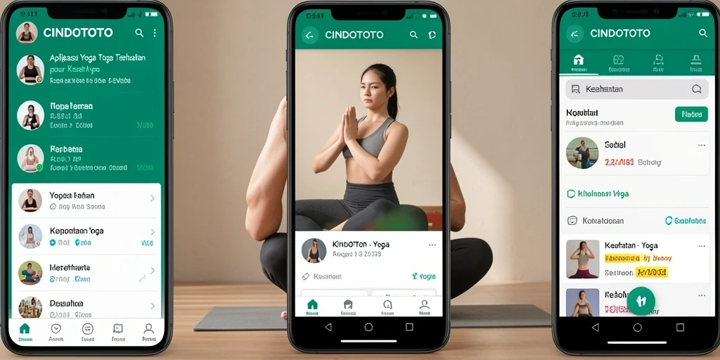 Antarmuka aplikasi CINDOTOTO dengan variasi fitur yoga.