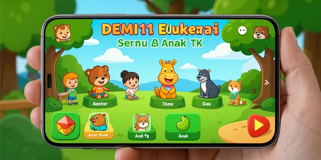 Tampilan antarmuka interaktif dan ceria di <strong>DEMI11</strong> untuk anak-anak.