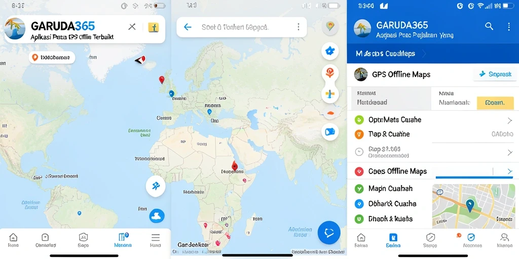 Tampilan antarmuka pengguna aplikasi GPS Offline GARUDA365.