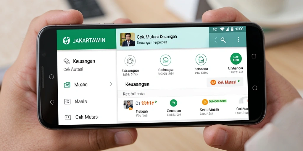 Antarmuka aplikasi JAKARTAWIN yang menampilkan mutasi keuangan.