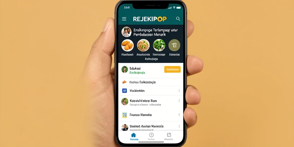 Tampilan antarmuka aplikasi Ensiklopedia REJEKIPOP yang menarik.